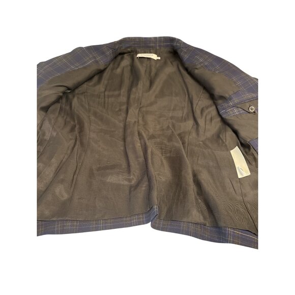 M.M. Lafleur Virgin Wool Plaid Blazer – Navy/Gray, Size 10 - Picture 6 of 12